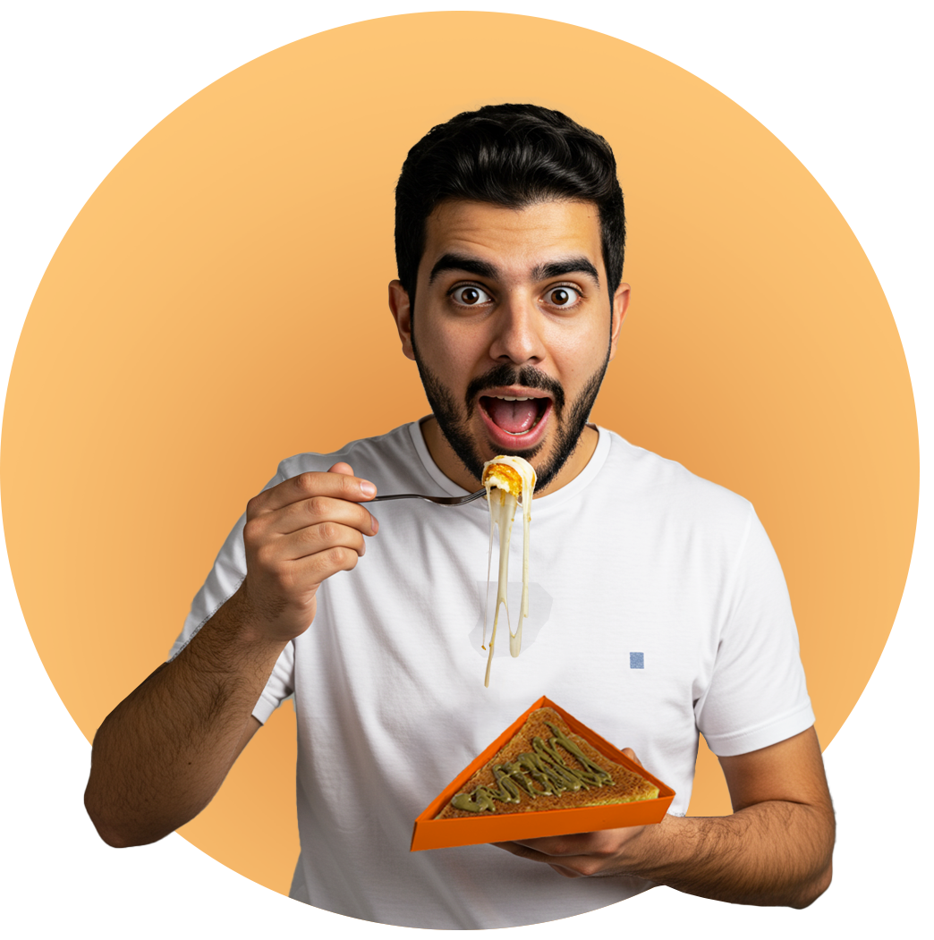 man eating kanafa